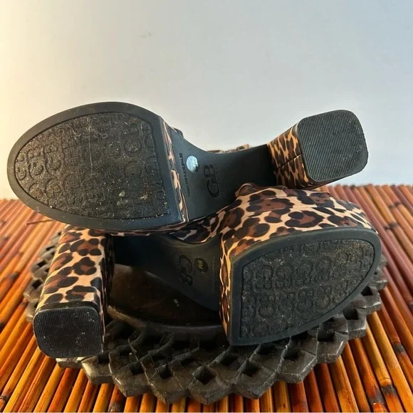 Gianni Bini Sz 9 Ankle-Strap High Heels Platform Leopard - Picture 8 of 10